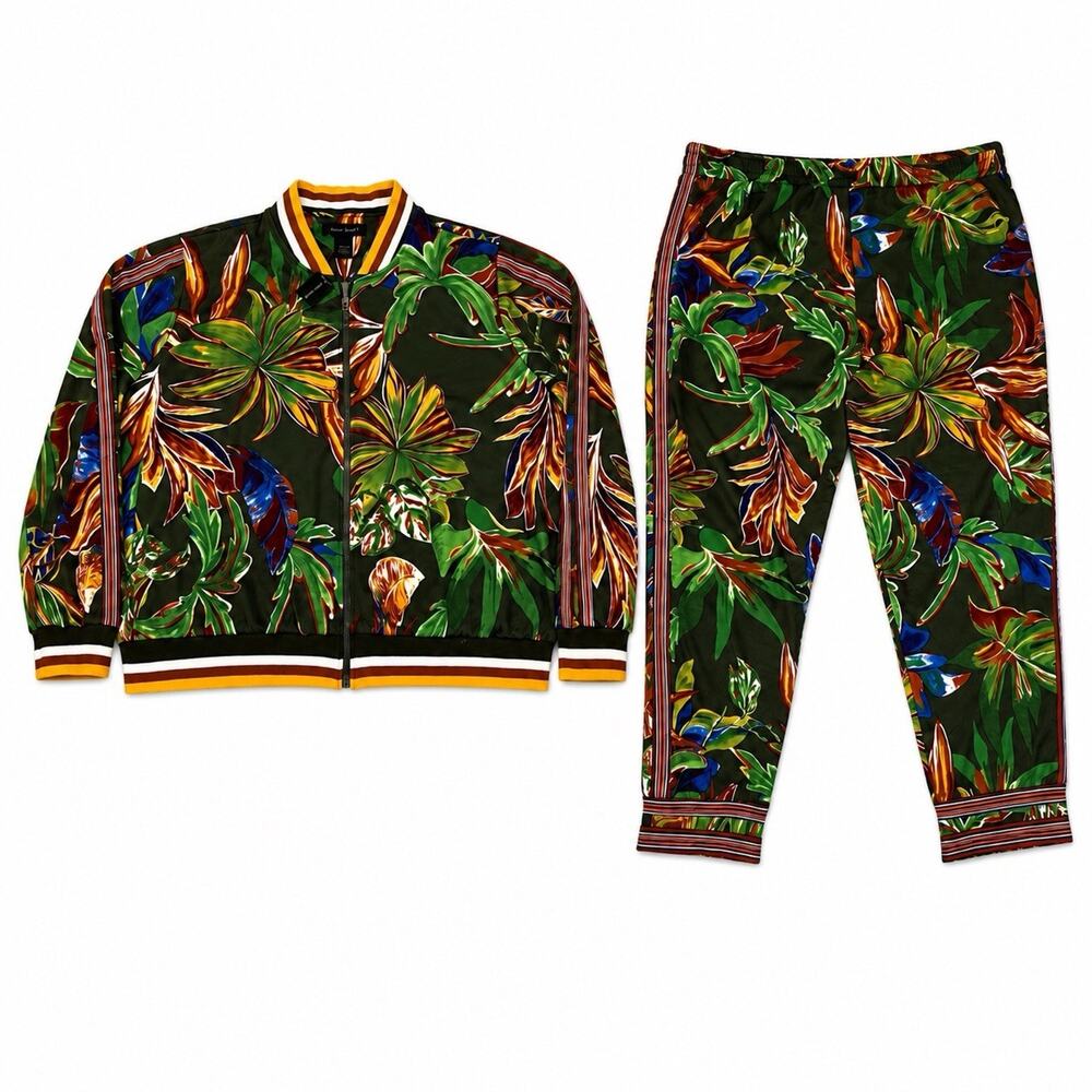 Ashley Sport 30/32 Floral Tropical Jacket & Pants Running Set NWT!